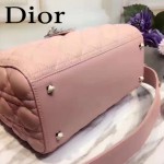 DIOR-0014-4 早春專櫃新款lady粉色原版小羊皮手提單肩包戴妃包