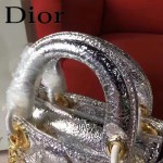 DIOR-0012-2 高級定制Cannage三格藤格紋銀色原版瓷磚效果鹿皮手提單肩包