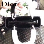 DIOR-0021 個性經典新款四格Lucky Badges黑色原版漆皮手提單肩包