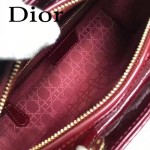 DIOR-007-4 人氣經典款女士七格棗紅色原版漆皮金扣手提單肩包戴妃包