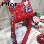 DIOR-0013-2 早春專櫃最新款紅色原版小羊皮小號單肩斜挎包戴妃包