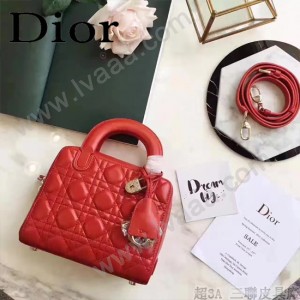 DIOR-0017-4 秋冬專櫃櫥窗款Lilybag紅色原版皮全拉鏈手提單肩包