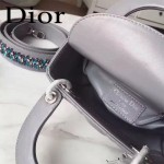 DIOR-0019-6 早春專櫃同步LADY灰色原版羊皮小號手提單肩包戴妃包