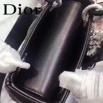 DIOR-0013 早春專櫃最新款黑色原版小羊皮小號單肩斜挎包戴妃包