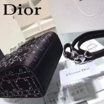 DIOR M44501-2 高級定制款黑色原版布料燙鑽迷你手提單肩包戴妃包