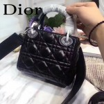 DIOR-0013 早春專櫃最新款黑色原版小羊皮小號單肩斜挎包戴妃包