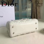 DIOR-0020-7 最新設計LADY四格白色原版羊皮配三個徽章手提單肩包戴妃包
