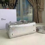 DIOR-0020-6 最新設計LADY四格銀色原版羊皮配三個徽章手提單肩包戴妃包