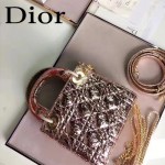 DIOR-0012 高級定制Cannage三格藤格紋玫瑰金原版瓷磚效果鹿皮手提單肩包