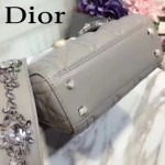 DIOR-0013-3 早春專櫃最新款灰色原版小羊皮小號單肩斜挎包戴妃包