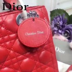 DIOR-0014-2 早春專櫃新款lady紅色原版小羊皮手提單肩包戴妃包