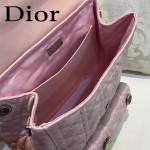 DIOR-0011 趣味百搭新款徽章裝飾粉色原版羊皮大號雙肩包書包