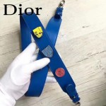 DIOR-0020-10 最新設計LADY四格藍色原版羊皮配三個徽章手提單肩包戴妃包