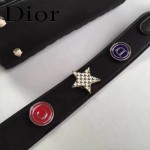 DIOR-0020-4 最新設計LADY四格黑色原版羊皮配三個徽章手提單肩包戴妃包