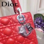 DIOR-0014-2 早春專櫃新款lady紅色原版小羊皮手提單肩包戴妃包