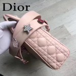 DIOR-0020-11 最新設計LADY四格粉色原版羊皮配三個徽章手提單肩包戴妃包