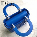 DIOR-0020-10 最新設計LADY四格藍色原版羊皮配三個徽章手提單肩包戴妃包
