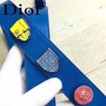 DIOR-0020-10 最新設計LADY四格藍色原版羊皮配三個徽章手提單肩包戴妃包