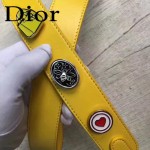 DIOR-0020-8 最新設計LADY四格黃色原版羊皮配三個徽章手提單肩包戴妃包
