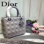 DIOR-0014-3 早春專櫃新款lady灰色原版小羊皮手提單肩包戴妃包