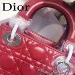DIOR-0019-7 早春專櫃同步LADY紅色原版羊皮小號手提單肩包戴妃包