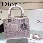 DIOR M44500-2 名媛必備單品五格粉色原版布料燙鑽手提單肩包戴妃包