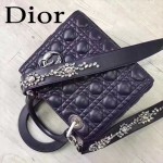 DIOR-0014-5 早春專櫃新款lady藍色原版小羊皮手提單肩包戴妃包