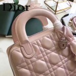 DIOR-0017-2 秋冬專櫃櫥窗款Lilybag粉色原版皮全拉鏈手提單肩包