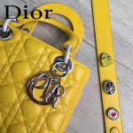 DIOR-0020-8 最新設計LADY四格黃色原版羊皮配三個徽章手提單肩包戴妃包
