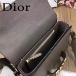 DIOR-0016-4 專櫃海報款復古字母五金灰色原版牛皮單肩斜挎包