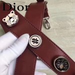 DIOR-0020-9 最新設計LADY四格棗紅色原版羊皮配三個徽章手提單肩包戴妃包
