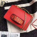 DIOR-008 個性百搭限量版J’ADIOR字母金屬紅色原版牛皮單肩斜挎包