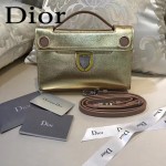 DIOR-0015 早春新款單品金配粉拼色原版牛皮手提單肩包晚宴包