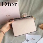 DIOR-009-4 歐美流行新款JADIOR字母金屬粉色原版牛皮手拎包手拿包
