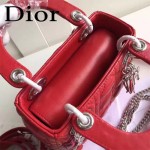DIOR-0019 早春專櫃同步LADY紅色原版羊皮小號手提單肩包戴妃包