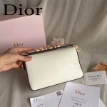 DIOR-009-3 歐美流行新款JADIOR字母金屬白色原版牛皮手拎包手拿包