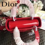 DIOR-0021-3 個性經典新款四格Lucky Badges紅色原版漆皮手提單肩包