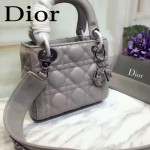 DIOR-0013-3 早春專櫃最新款灰色原版小羊皮小號單肩斜挎包戴妃包