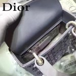 DIOR M44501-6 高級定制款藍色原版布料燙鑽迷你手提單肩包戴妃包