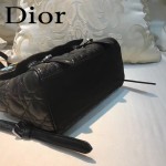 DIOR-0010-2 個性可愛風徽章裝飾黑色原版羊皮小號雙肩包書包