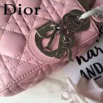 DIOR-0019-11 早春專櫃同步LADY粉色原版羊皮小號手提單肩包戴妃包