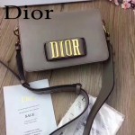 DIOR-0016-4 專櫃海報款復古字母五金灰色原版牛皮單肩斜挎包