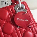 DIOR-0019 早春專櫃同步LADY紅色原版羊皮小號手提單肩包戴妃包