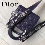 DIOR-0013-5 早春專櫃最新款藍色原版小羊皮小號單肩斜挎包戴妃包