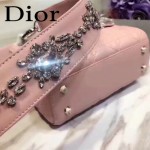 DIOR-0013-4 早春專櫃最新款粉色原版小羊皮小號單肩斜挎包戴妃包