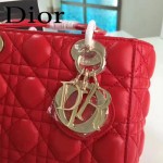 DIOR-0020-2 最新設計LADY四格紅色原版羊皮配三個徽章手提單肩包戴妃包