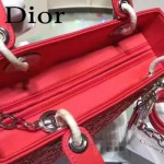 DIOR M44500-4 名媛必備單品五格紅色原版布料燙鑽手提單肩包戴妃包