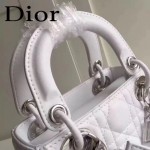 DIOR-0019-5 早春專櫃同步LADY白色原版羊皮小號手提單肩包戴妃包
