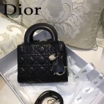 DIOR-0017-5 秋冬專櫃櫥窗款Lilybag黑色原版皮全拉鏈手提單肩包