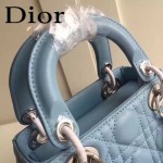 DIOR-0019-2 早春專櫃同步LADY藍色原版羊皮小號手提單肩包戴妃包